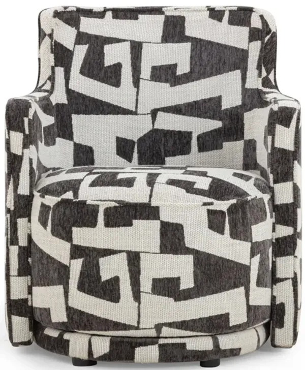 Passe Black Jacquard Swivel Chair