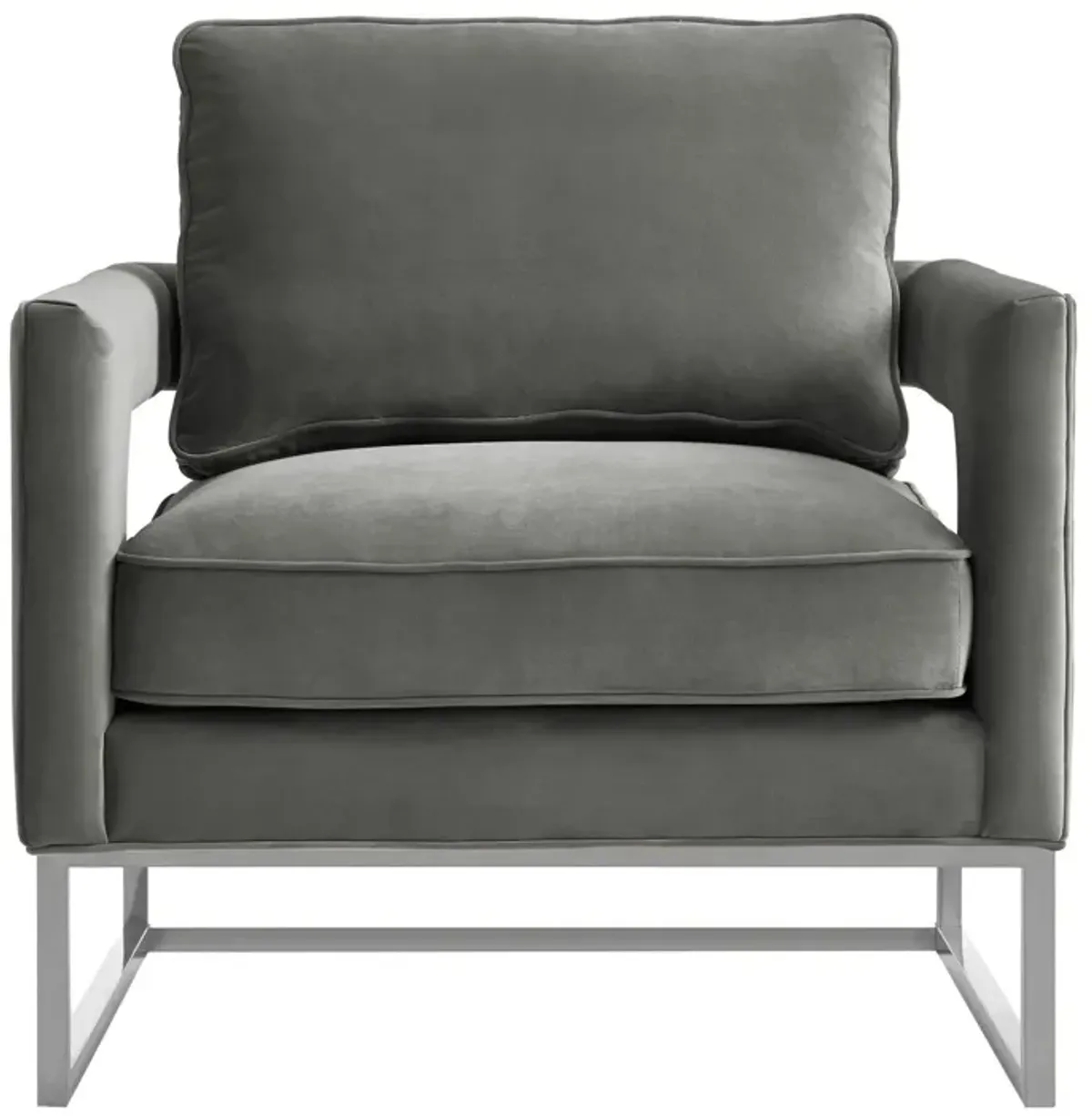 Avery Grey Velvet Chair - Silver Frame