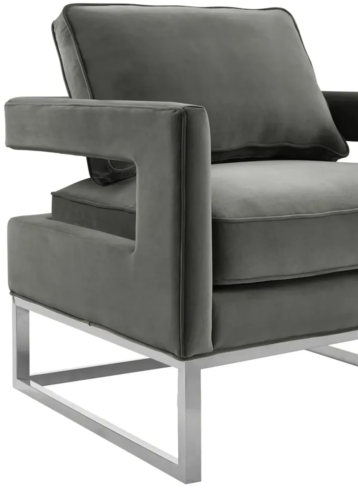 Avery Grey Velvet Chair - Silver Frame