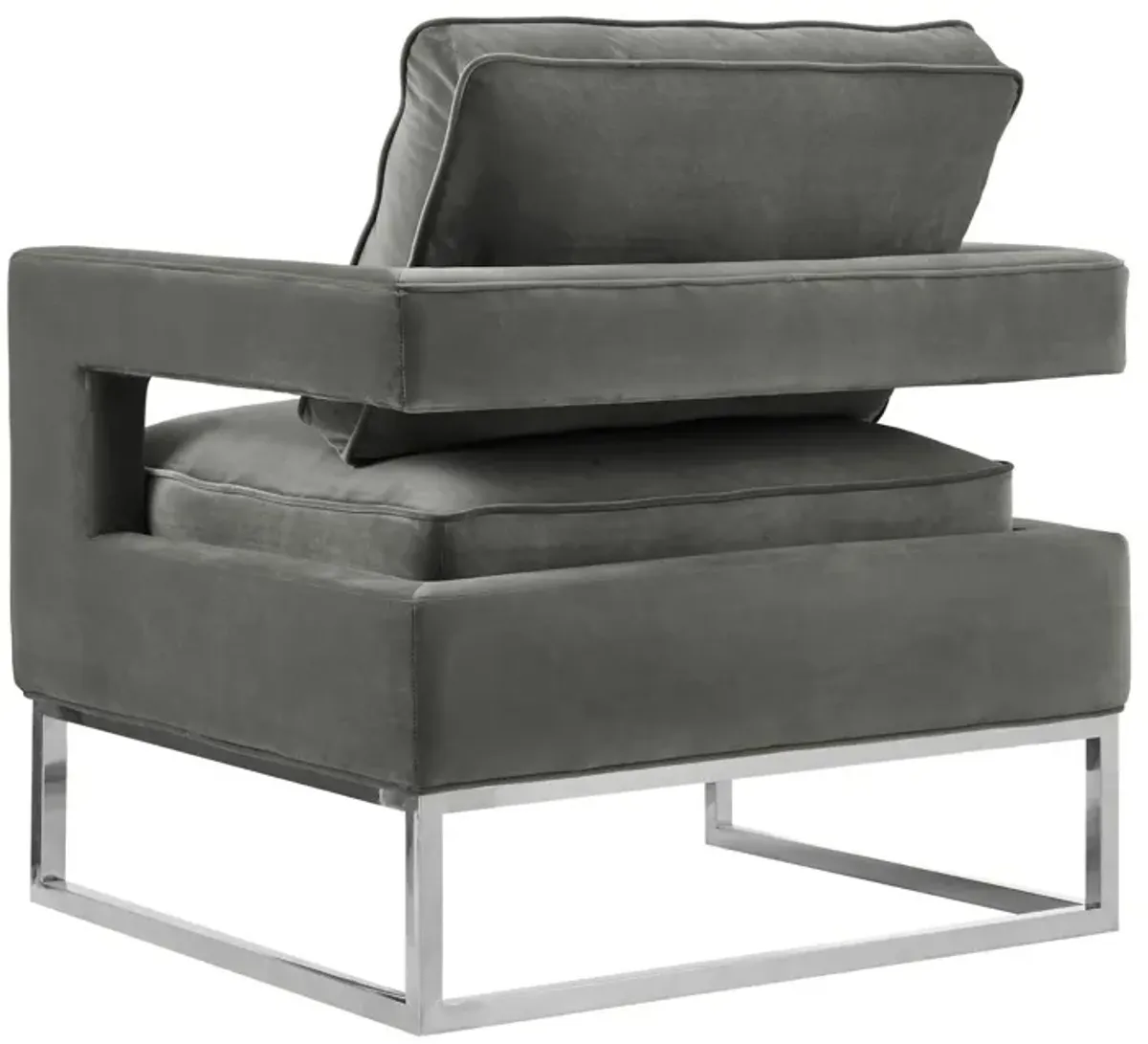 Avery Grey Velvet Chair - Silver Frame