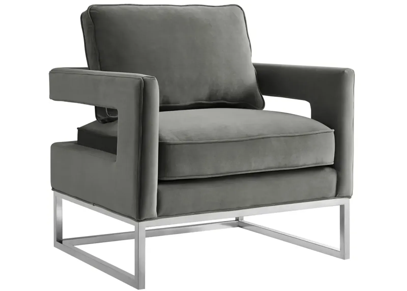 Avery Grey Velvet Chair - Silver Frame