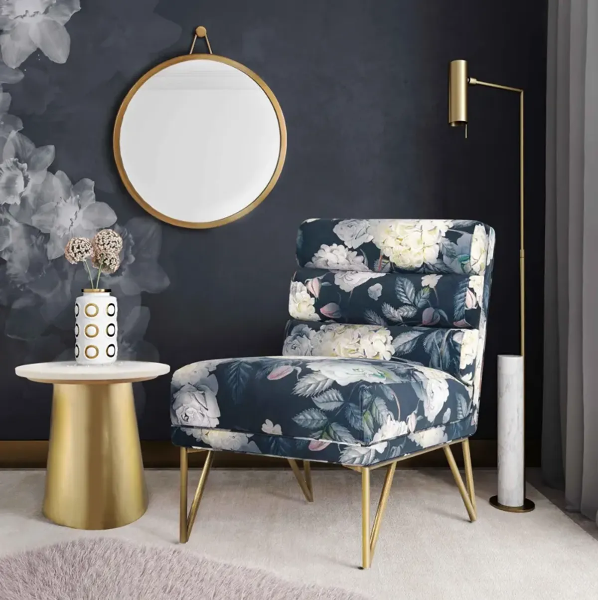 Kelly Floral Velvet Chair