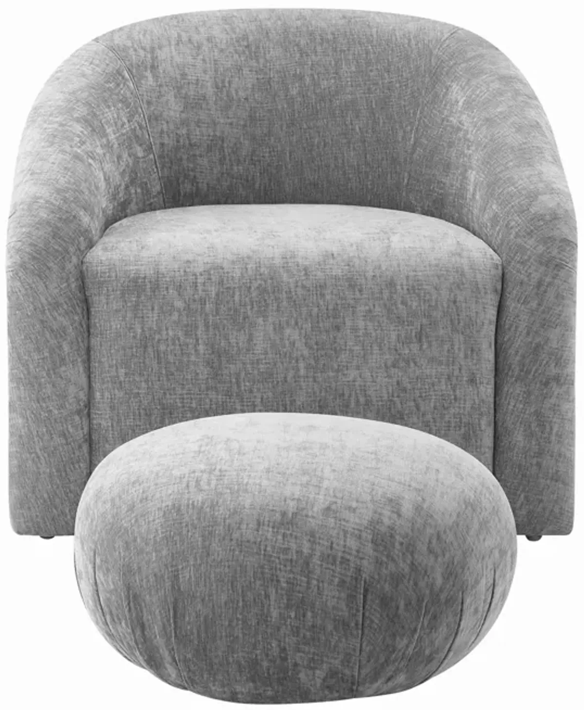 Boboli Grey Chenille Chair + Ottoman Set