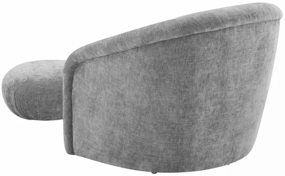 Boboli Grey Chenille Chair + Ottoman Set