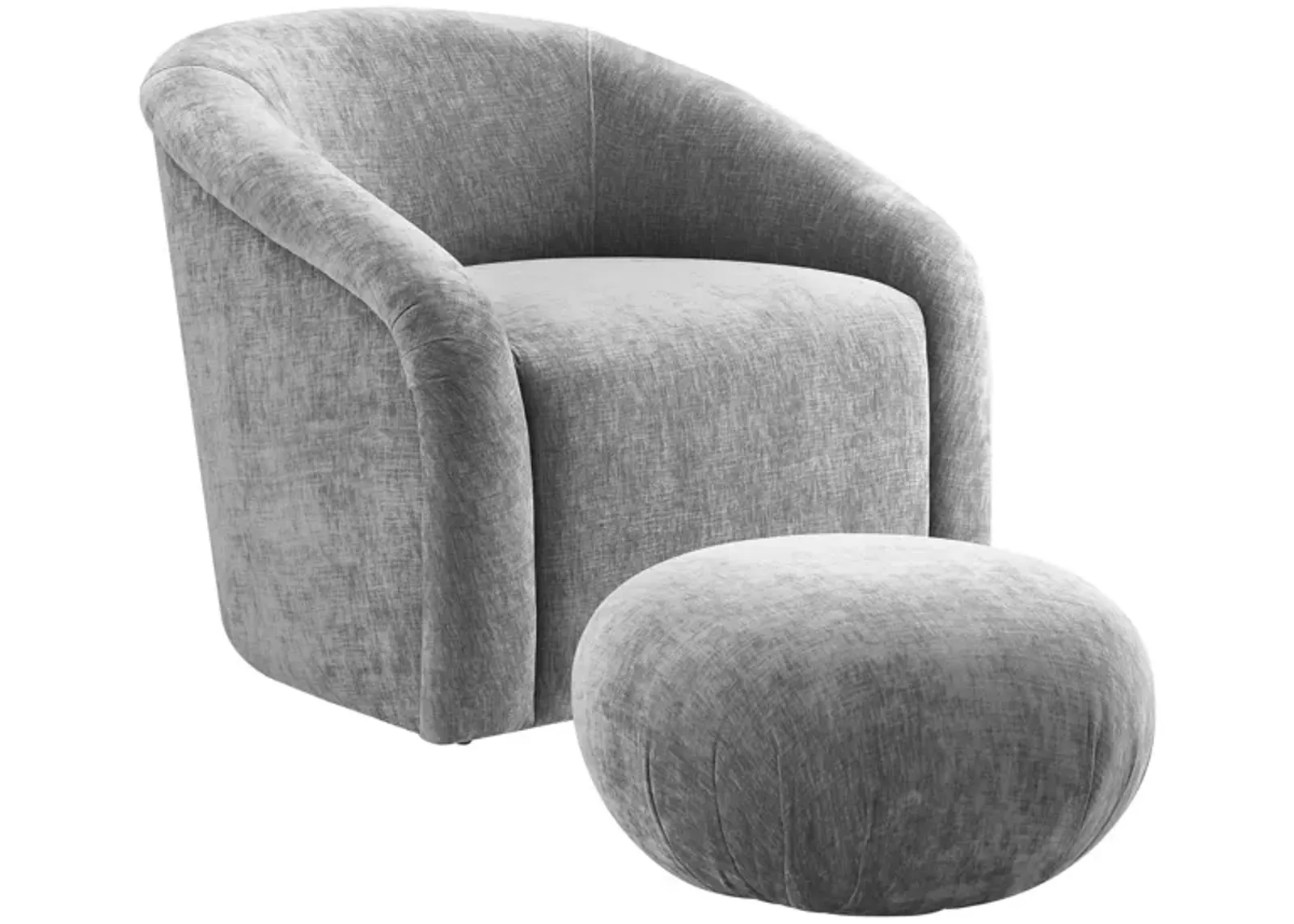 Boboli Grey Chenille Chair + Ottoman Set