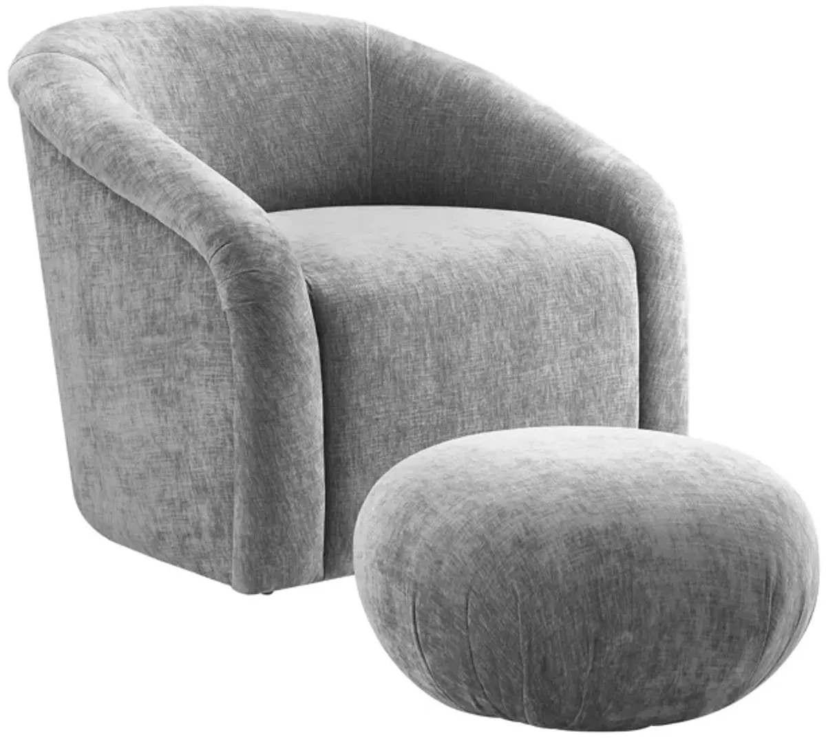 Boboli Grey Chenille Chair + Ottoman Set