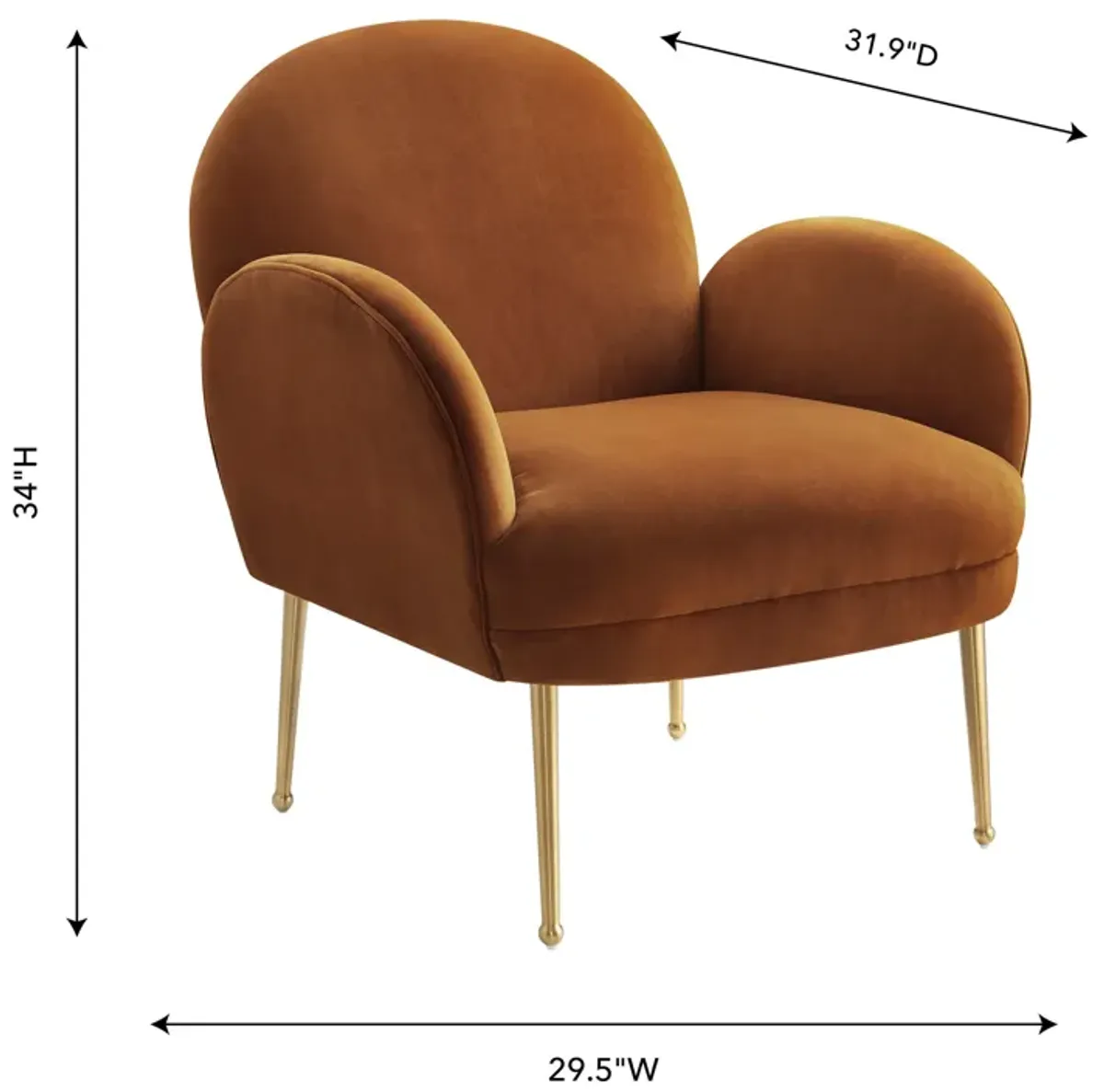 Gwen Cognac Velvet Chair