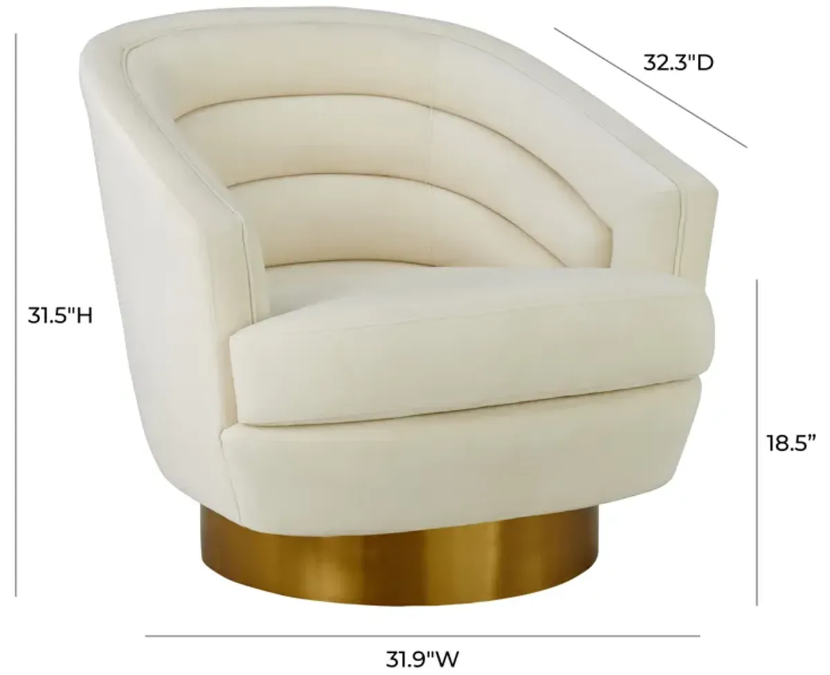 Canyon Cream Velvet Swivel Chair