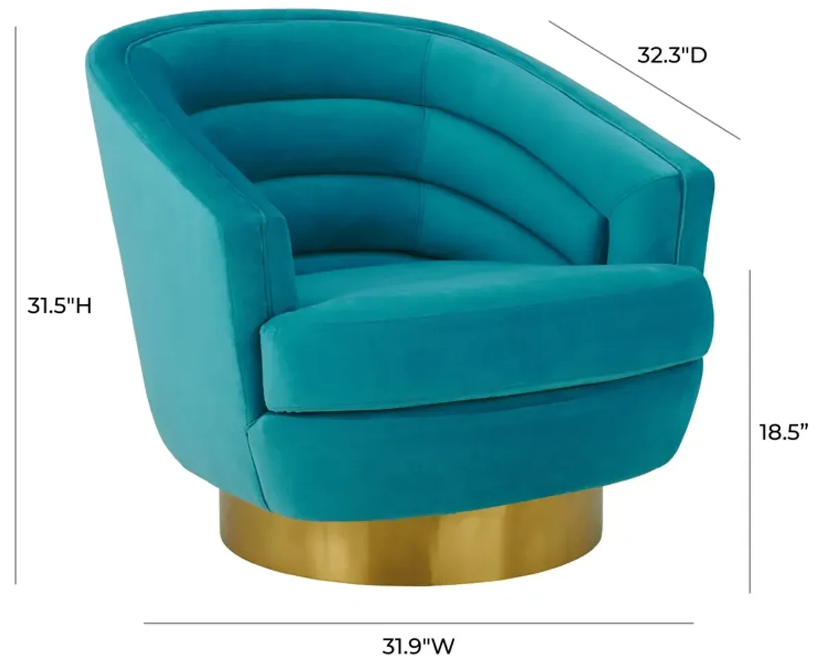 Canyon Blue Velvet Swivel Chair