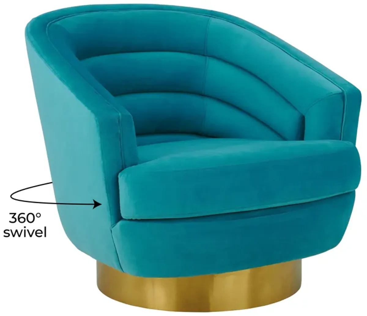 Canyon Blue Velvet Swivel Chair