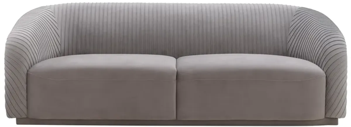 Yara Pleated Grey Velvet Sofa