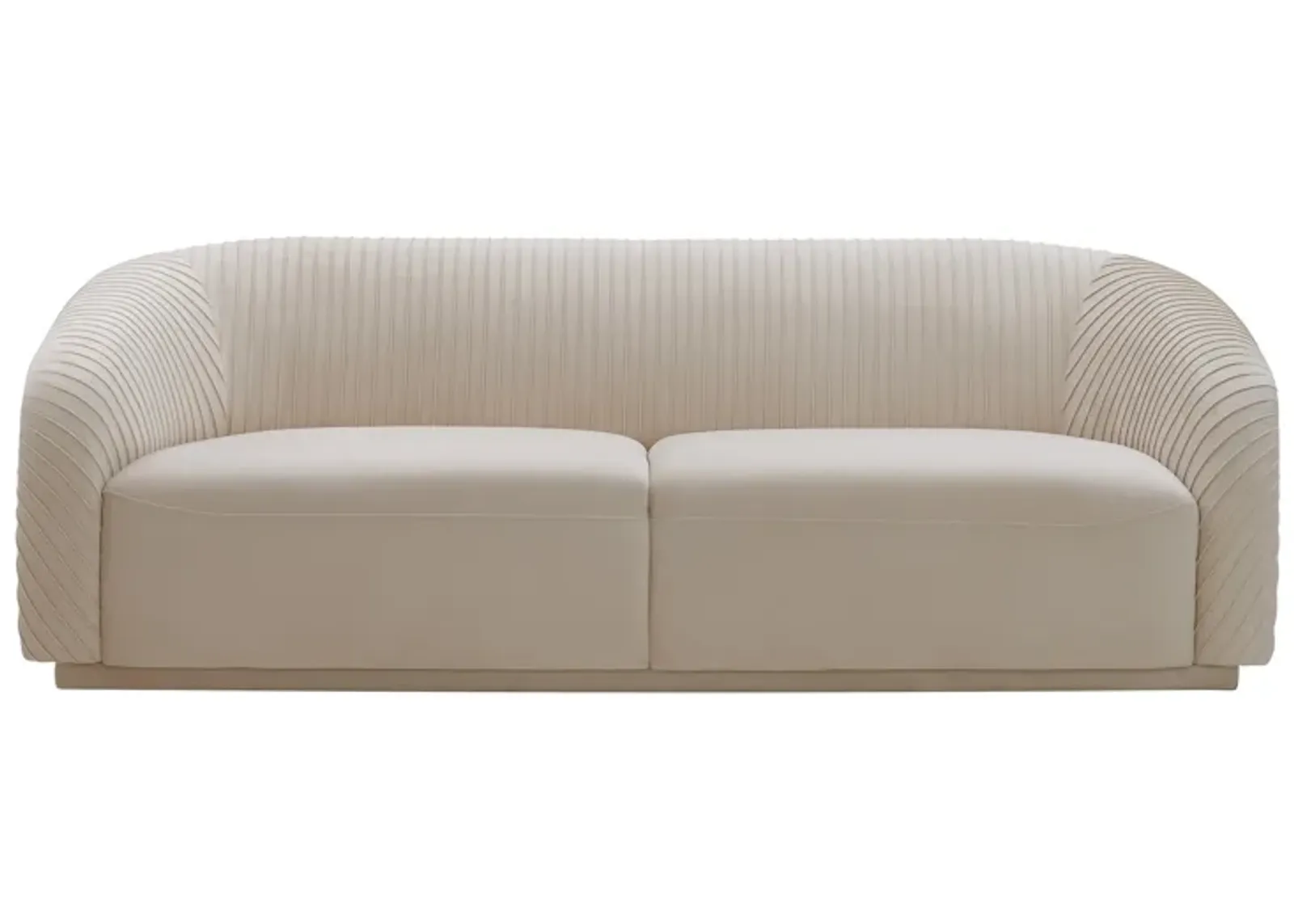 Yara Pleated Beige Velvet Sofa