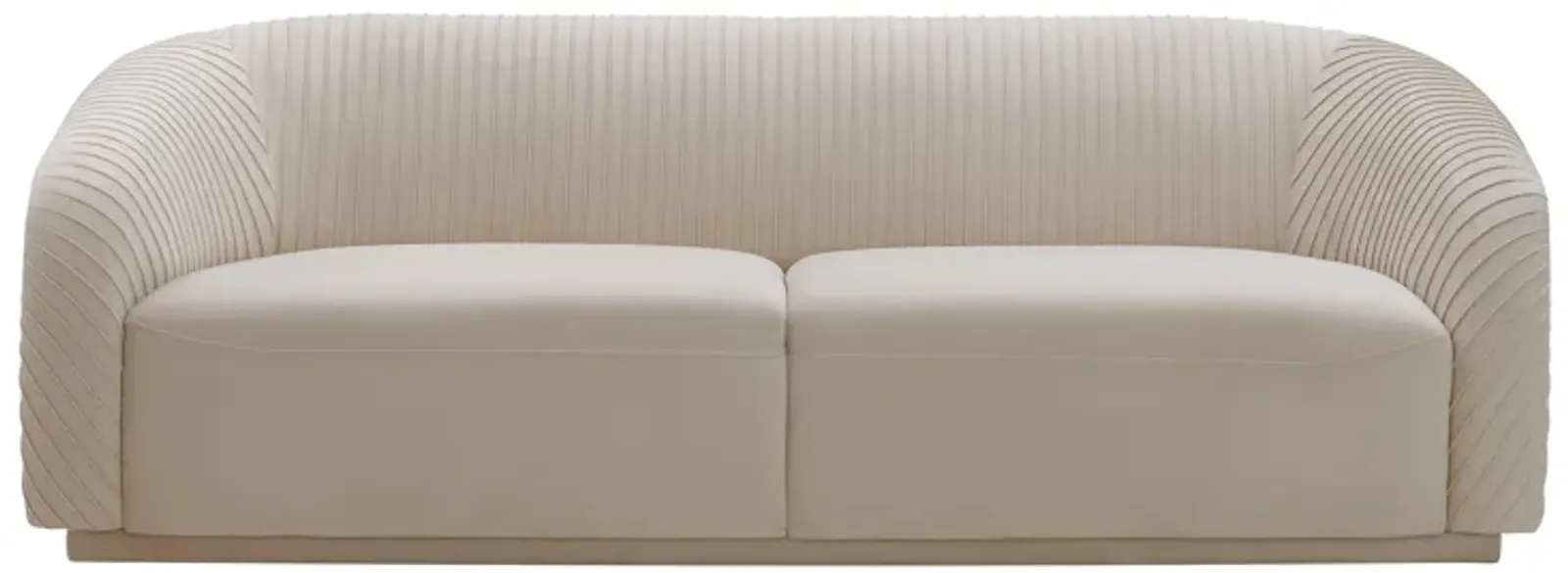 Yara Pleated Beige Velvet Sofa