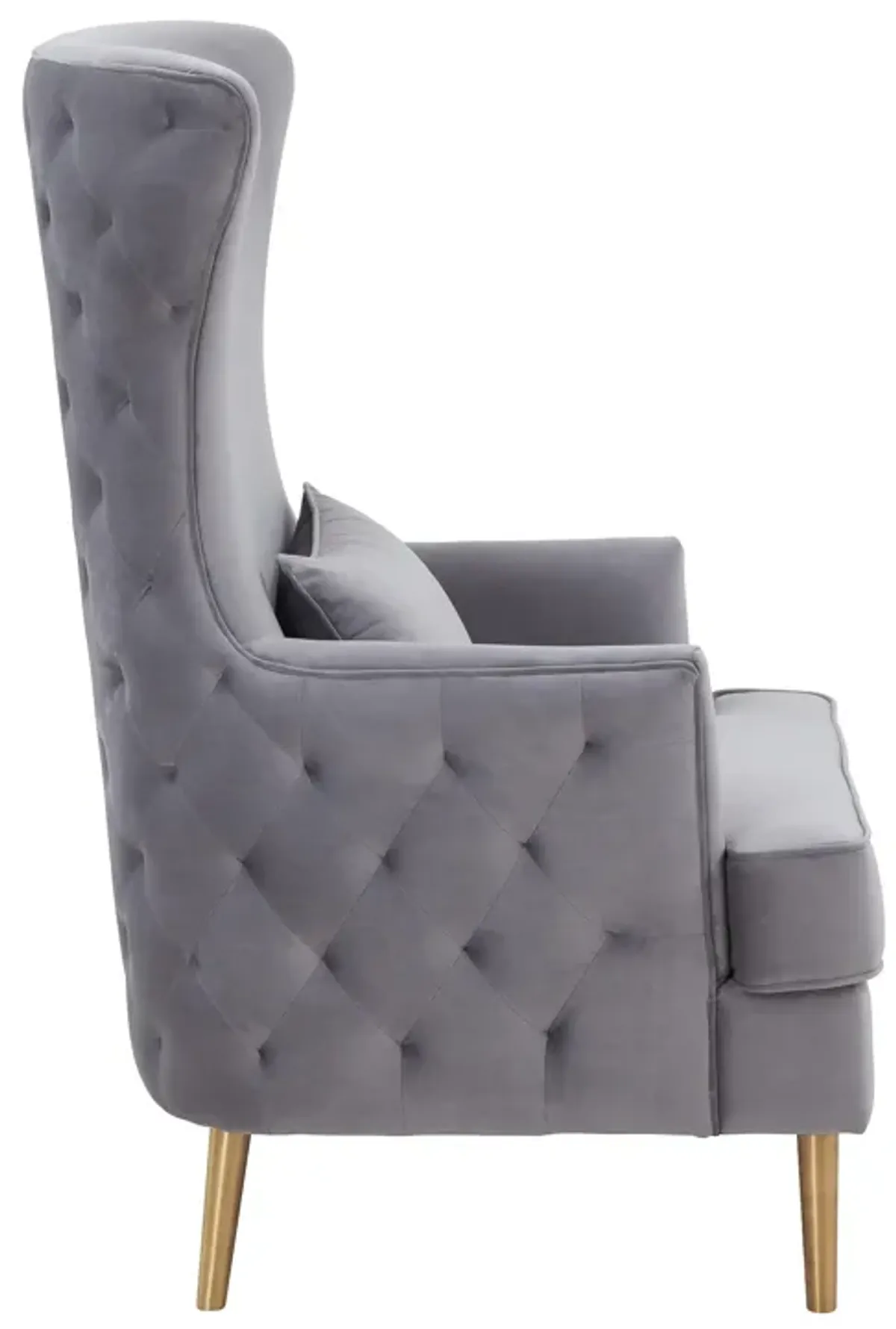 Alina Grey Tall Tufted Back Chair