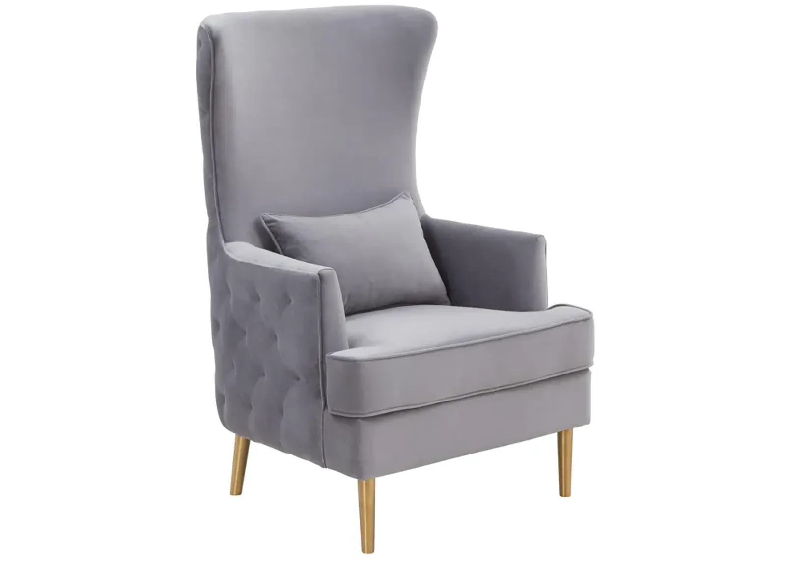 Alina Grey Tall Tufted Back Chair