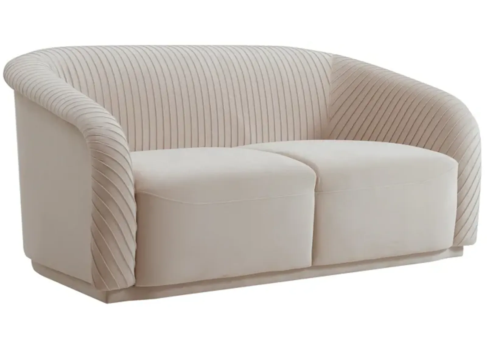 Yara Pleated Beige Velvet Loveseat