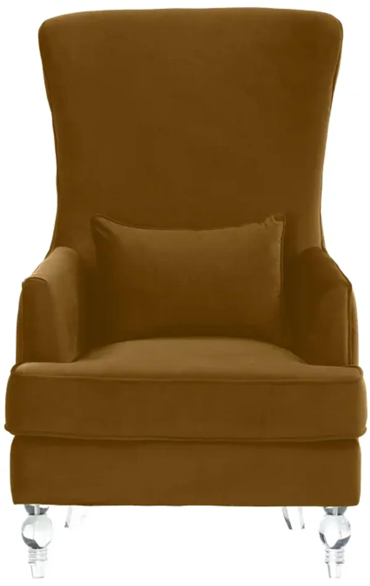 Aubree Tall Chair with Acrylic Legs - Cognac