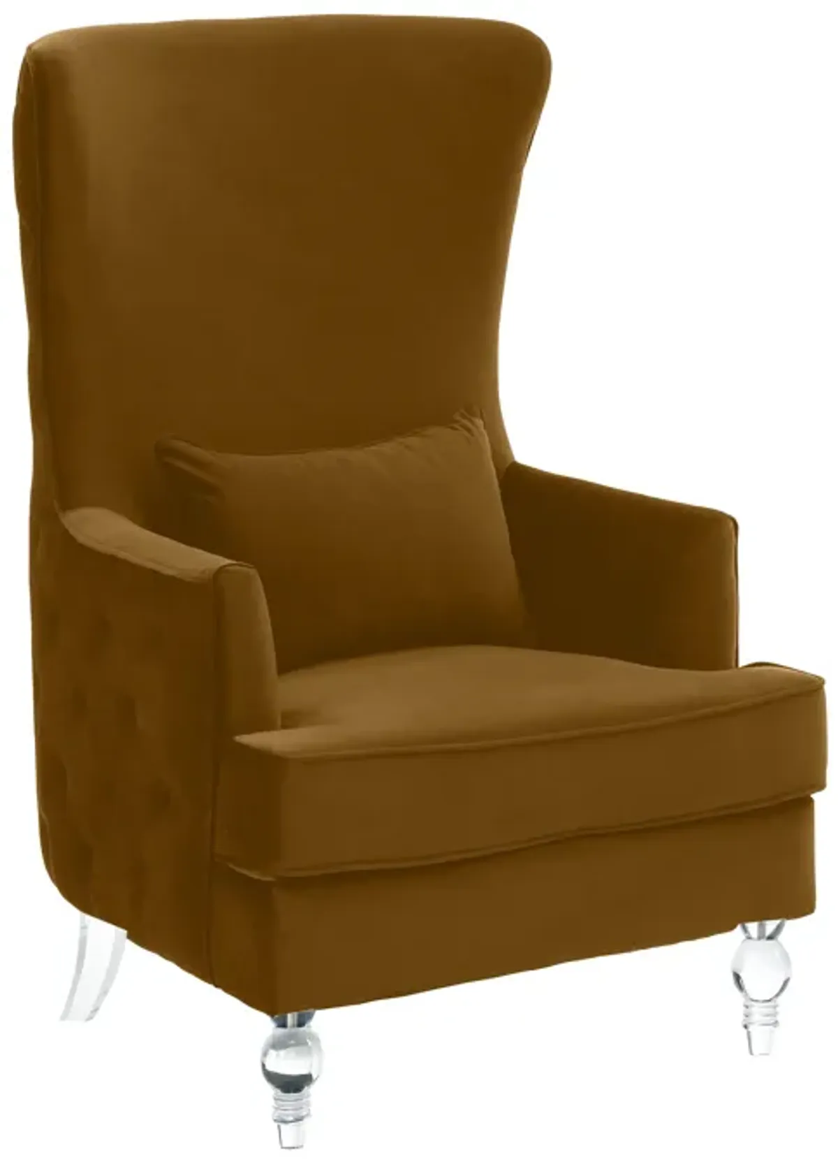 Aubree Tall Chair with Acrylic Legs - Cognac