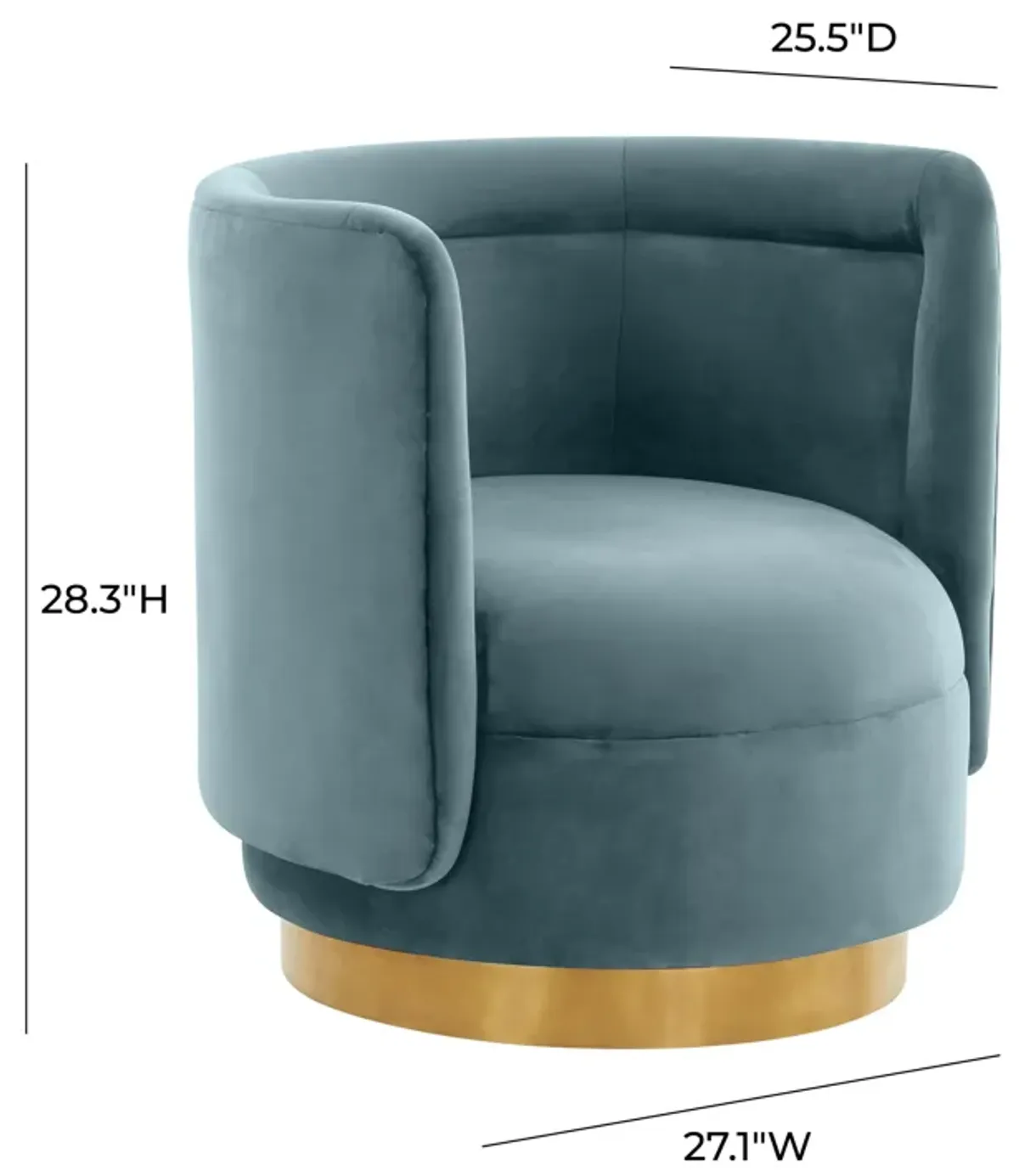 Remy Bluestone Velvet Swivel Chair