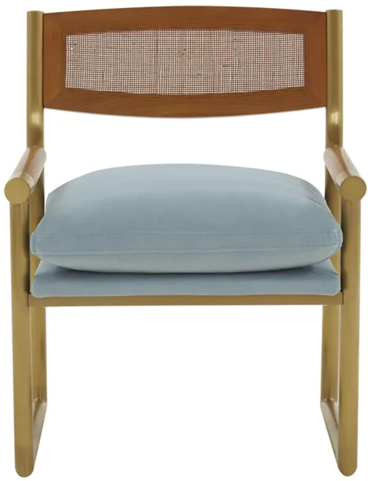 Harlow Rattan Dusty Blue Velvet Chair