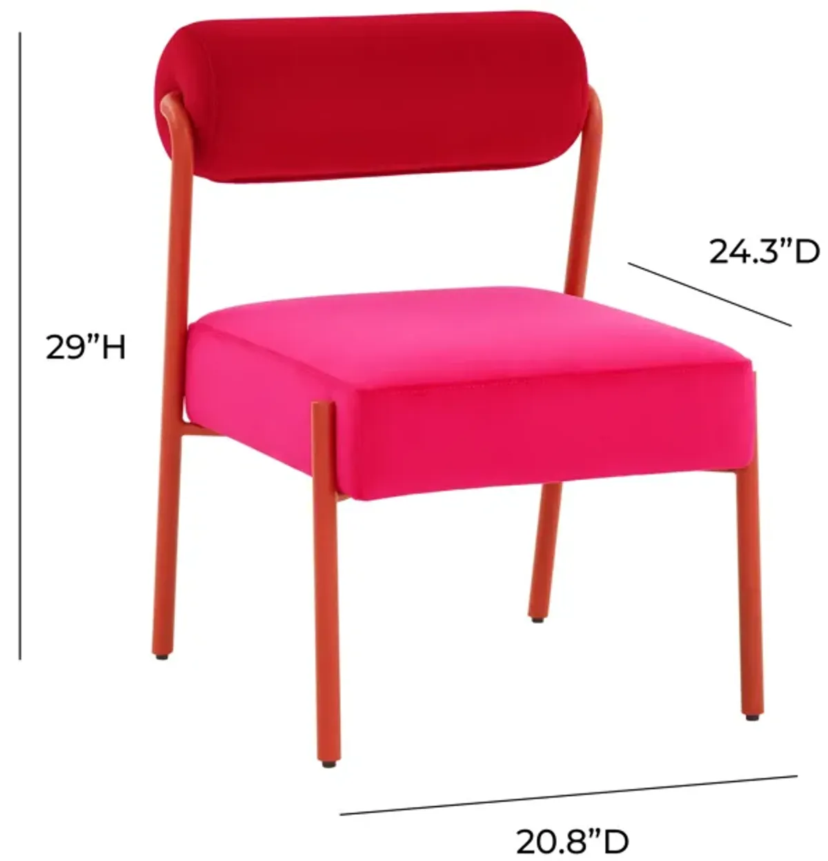 Jolene Hot Pink Velvet Accent Chair