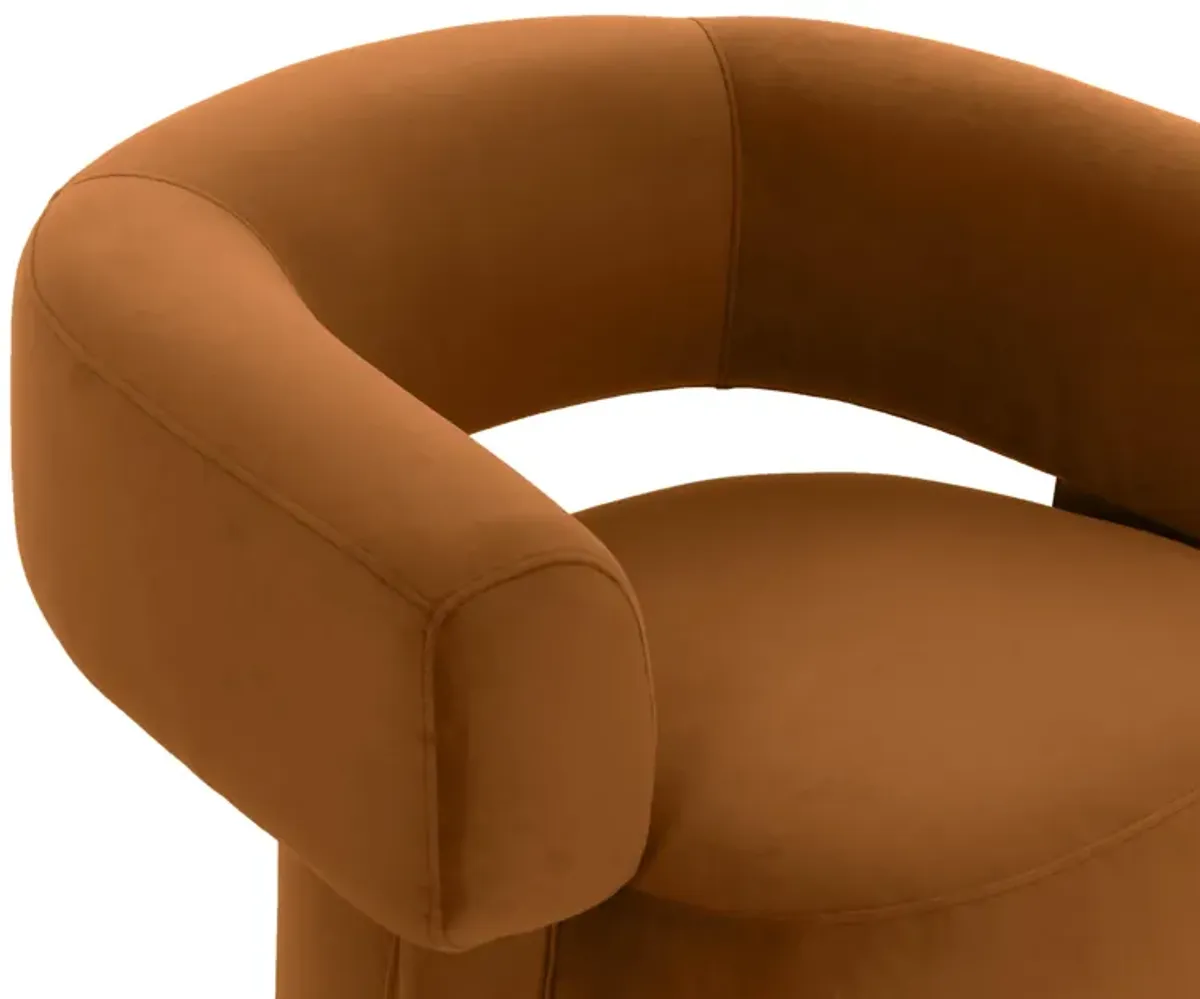 River Cognac Velvet Swivel Accent Chair