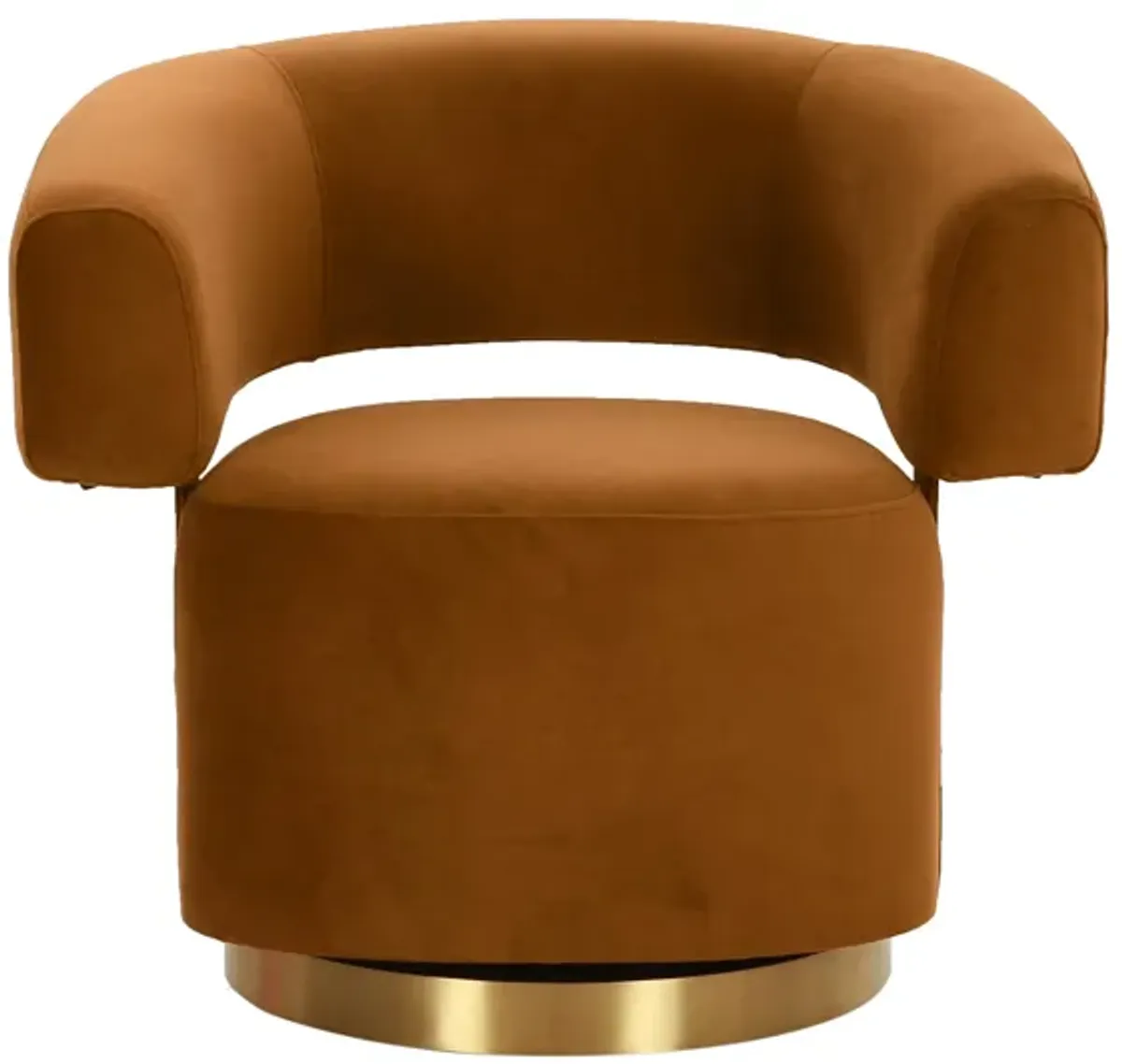 River Cognac Velvet Swivel Accent Chair