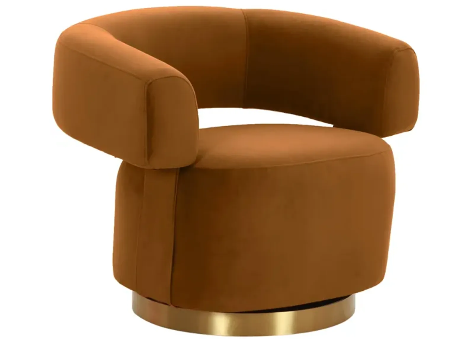 River Cognac Velvet Swivel Accent Chair