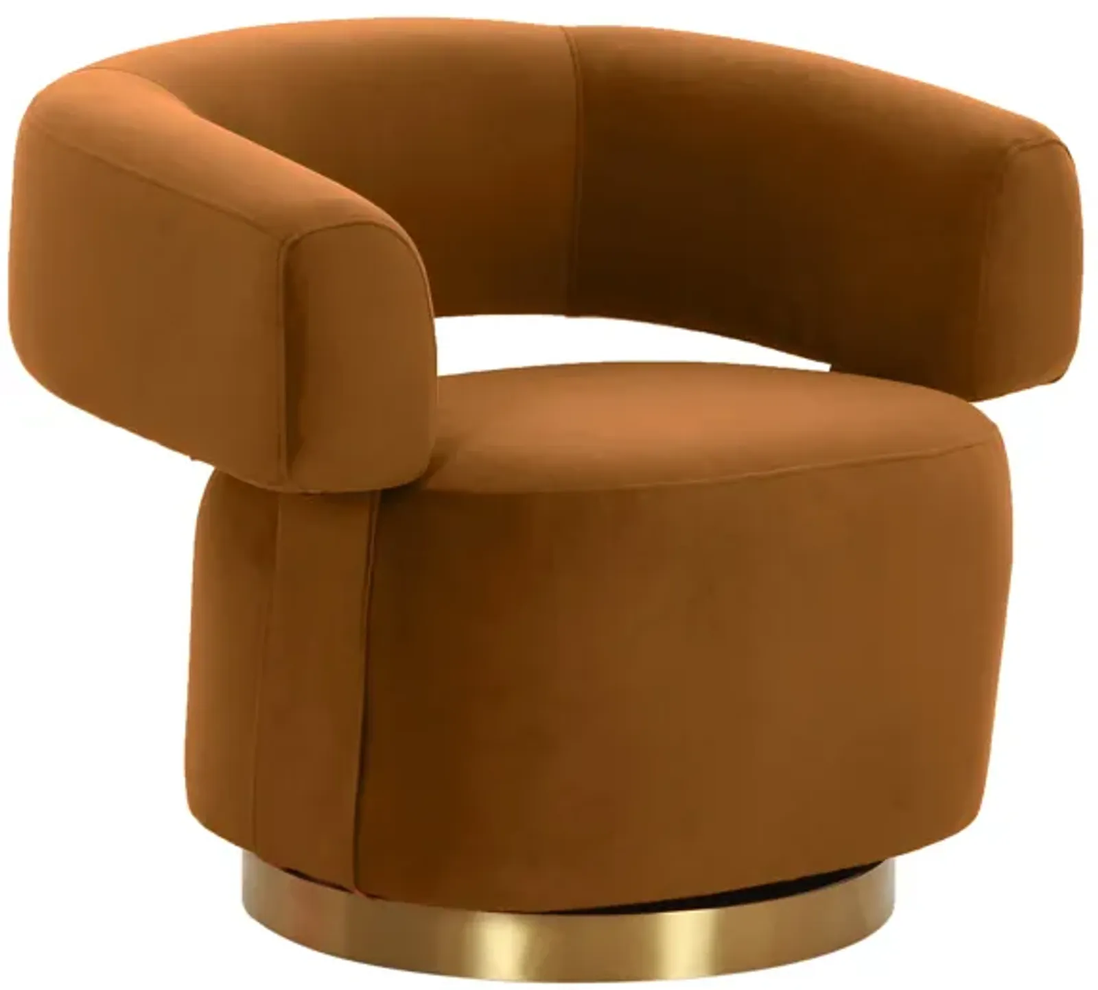 River Cognac Velvet Swivel Accent Chair