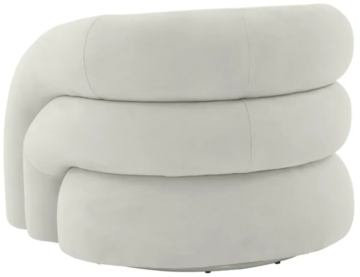 Slipper Light Grey Velvet Swivel Chair