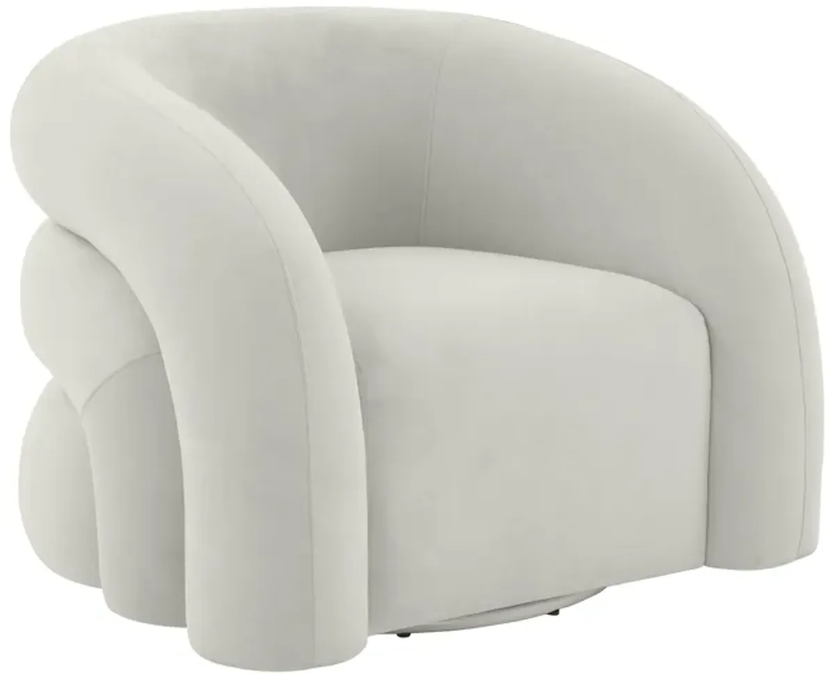 Slipper Light Grey Velvet Swivel Chair