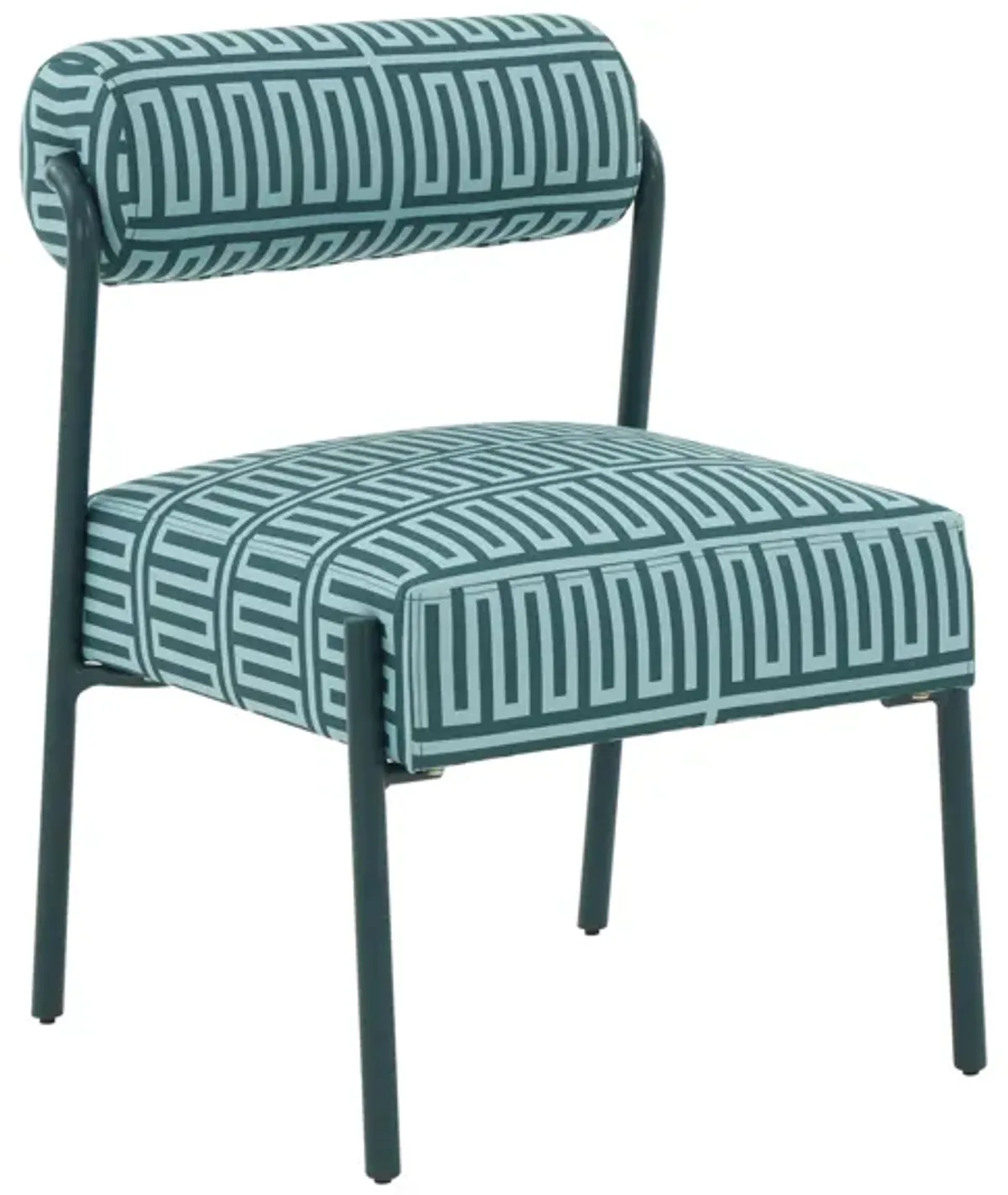 Jolene Green Patterned Linen Accent Chair