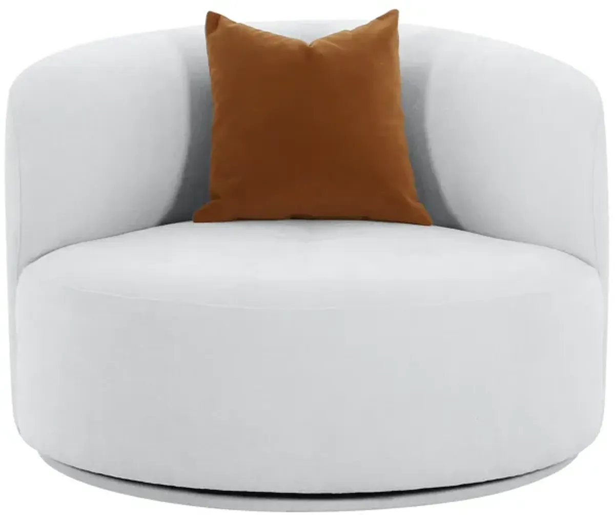 Fickle Grey Velvet Swivel Chair