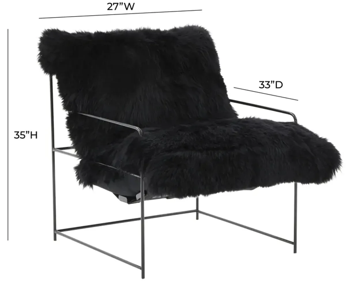 Kimi Black Genuine Sheepskin Chair