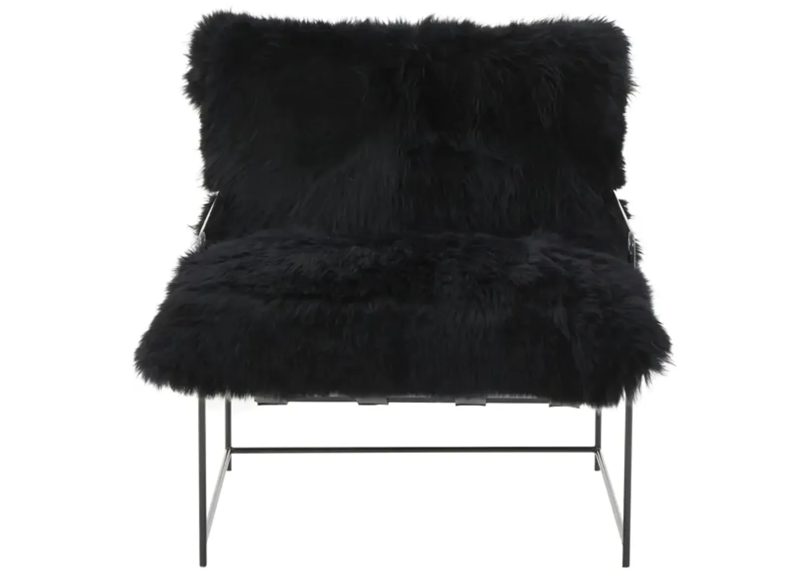 Kimi Black Genuine Sheepskin Chair