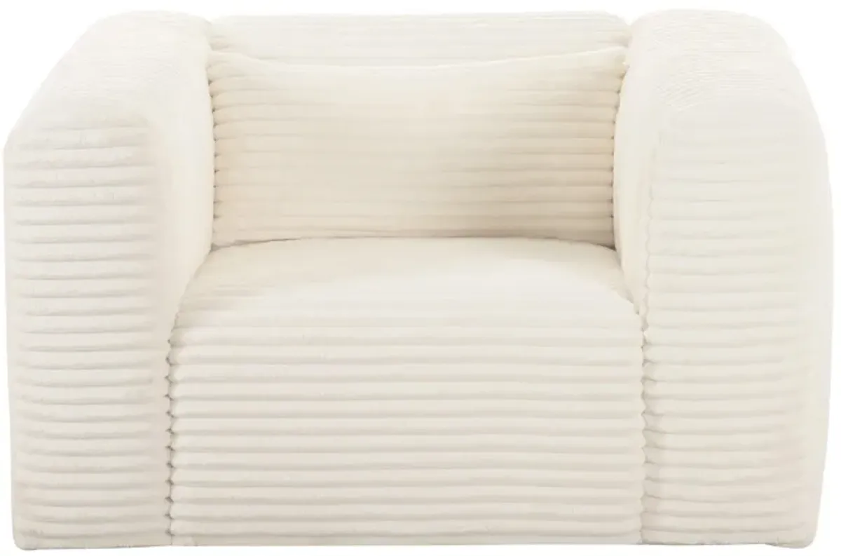 Tarra Fluffy Oversized Cream Corduroy Armchair