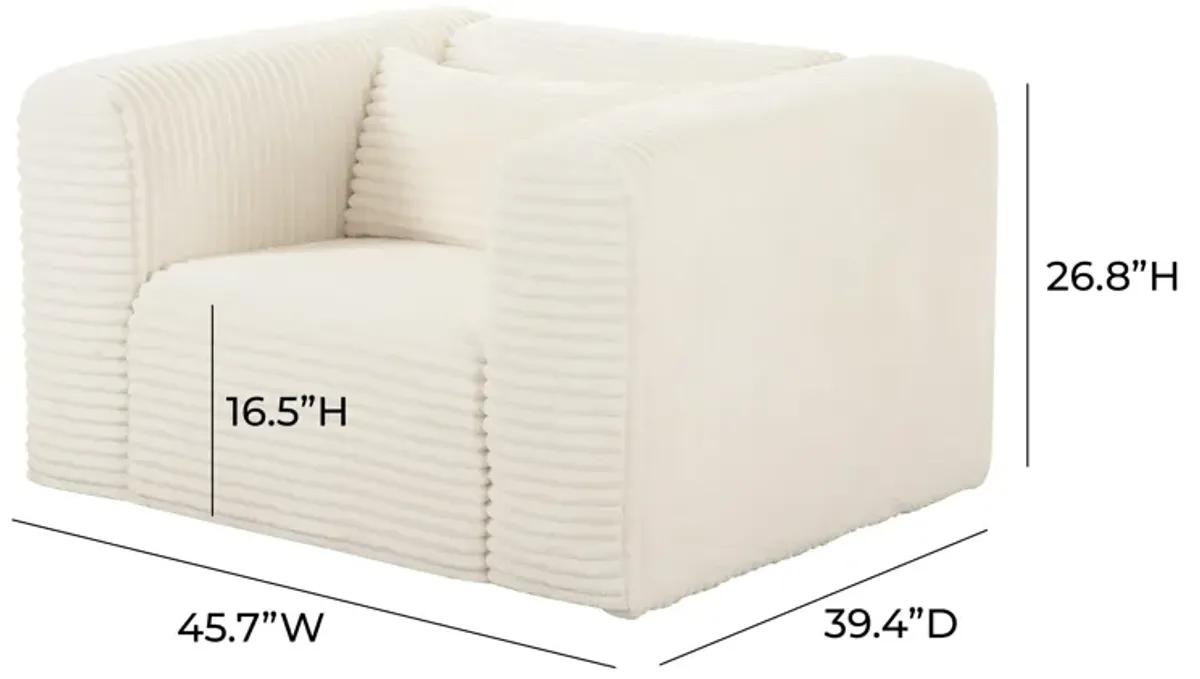 Tarra Fluffy Oversized Cream Corduroy Armchair