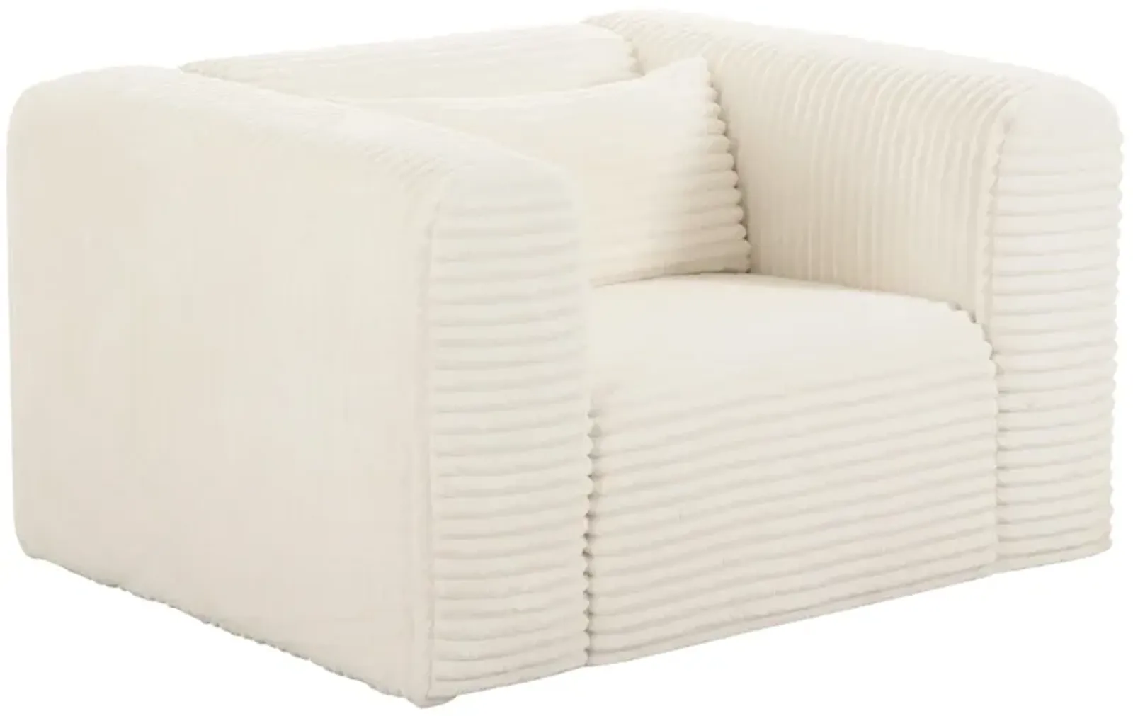 Tarra Fluffy Oversized Cream Corduroy Armchair