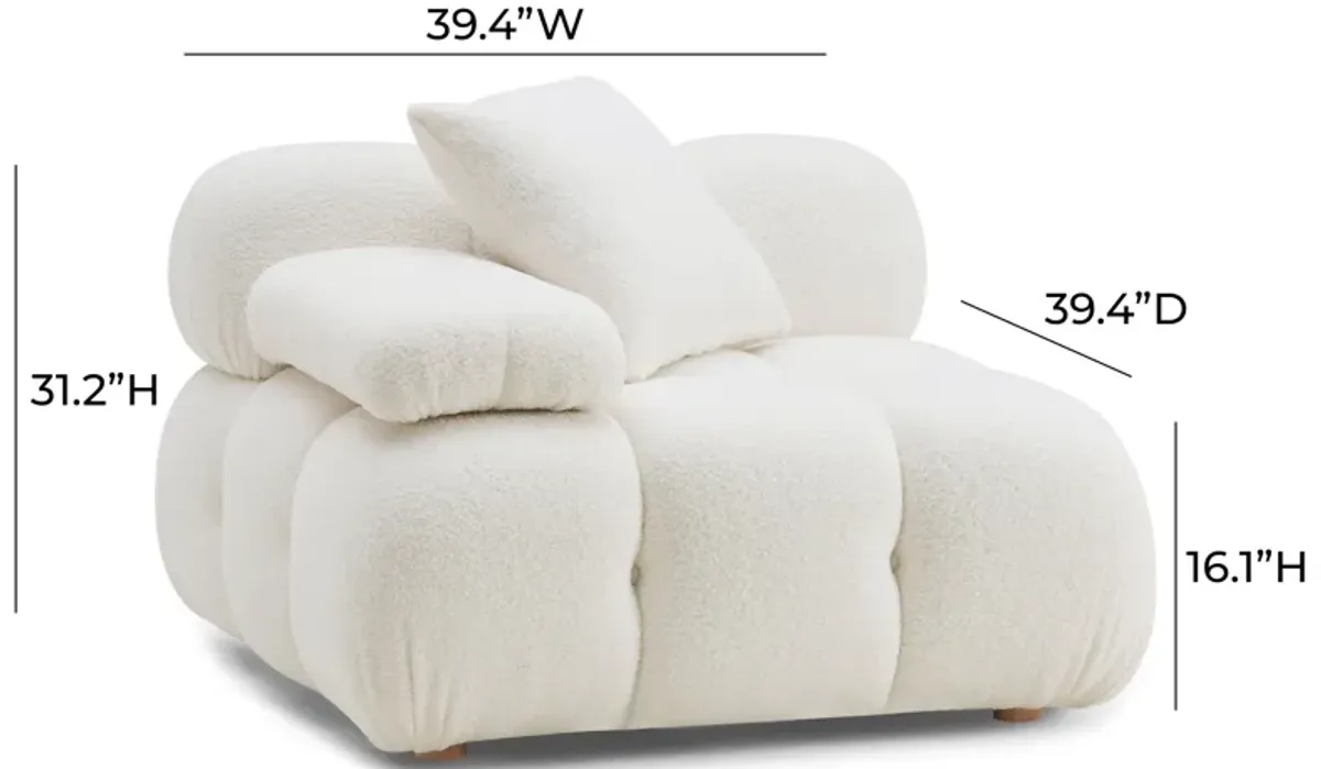 Calliope Cream Vegan Shearling Modular Corner Chair