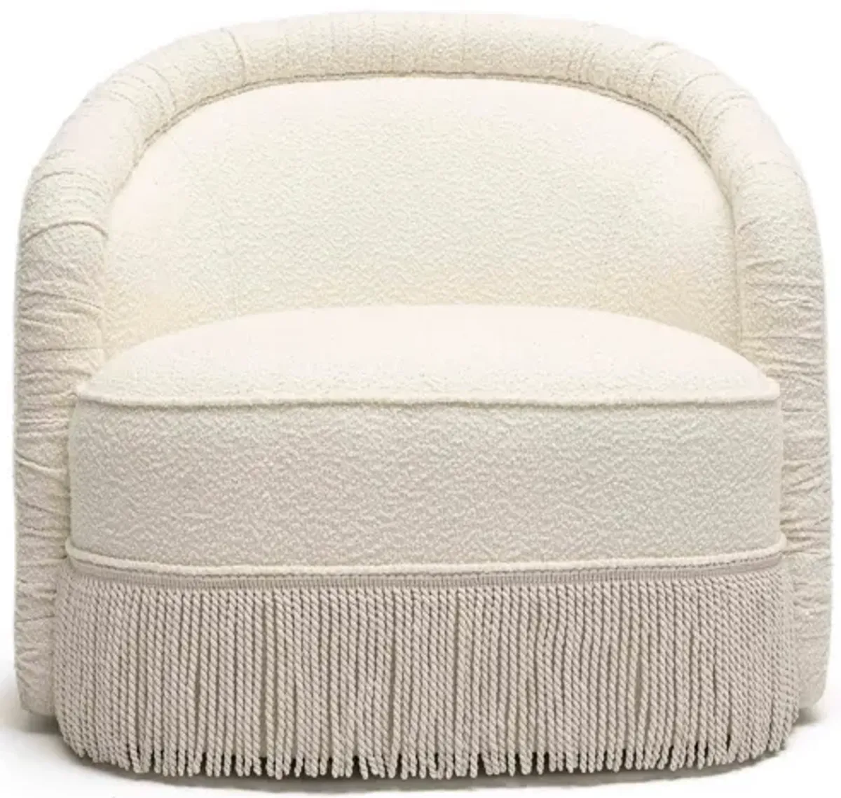 Pamela Cream Boucle Tassel Lounge Chair