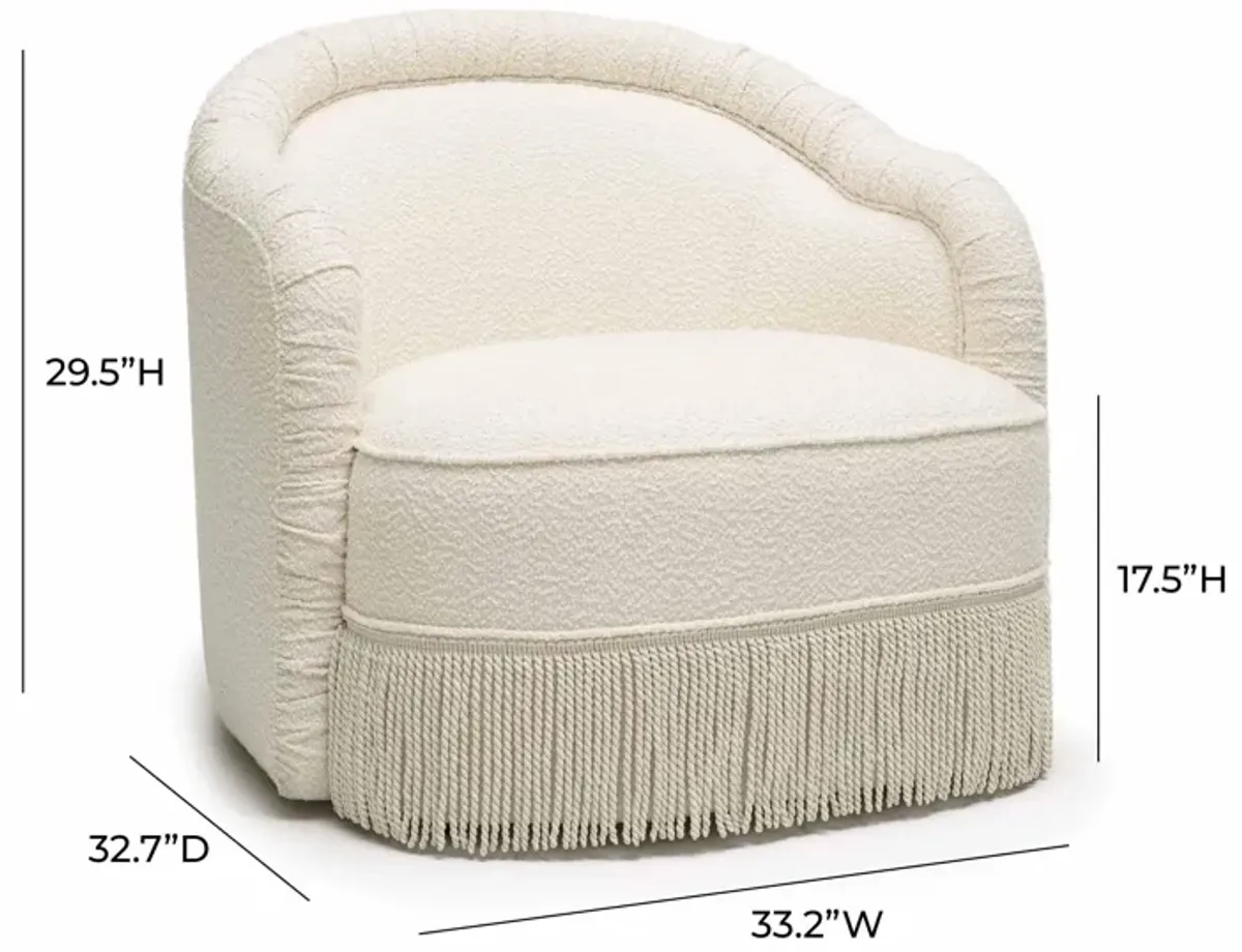 Pamela Cream Boucle Tassel Lounge Chair