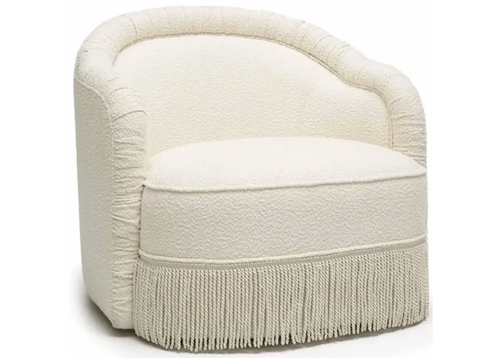 Pamela Cream Boucle Tassel Lounge Chair