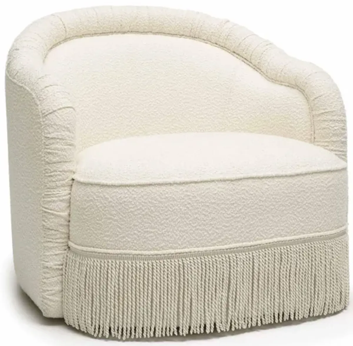 Pamela Cream Boucle Tassel Lounge Chair