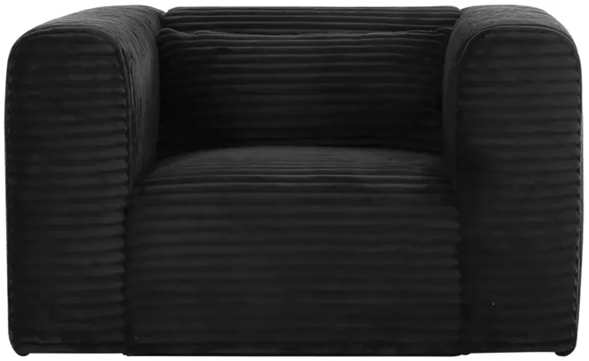 Tarra Fluffy Oversized Black Corduroy Armchair