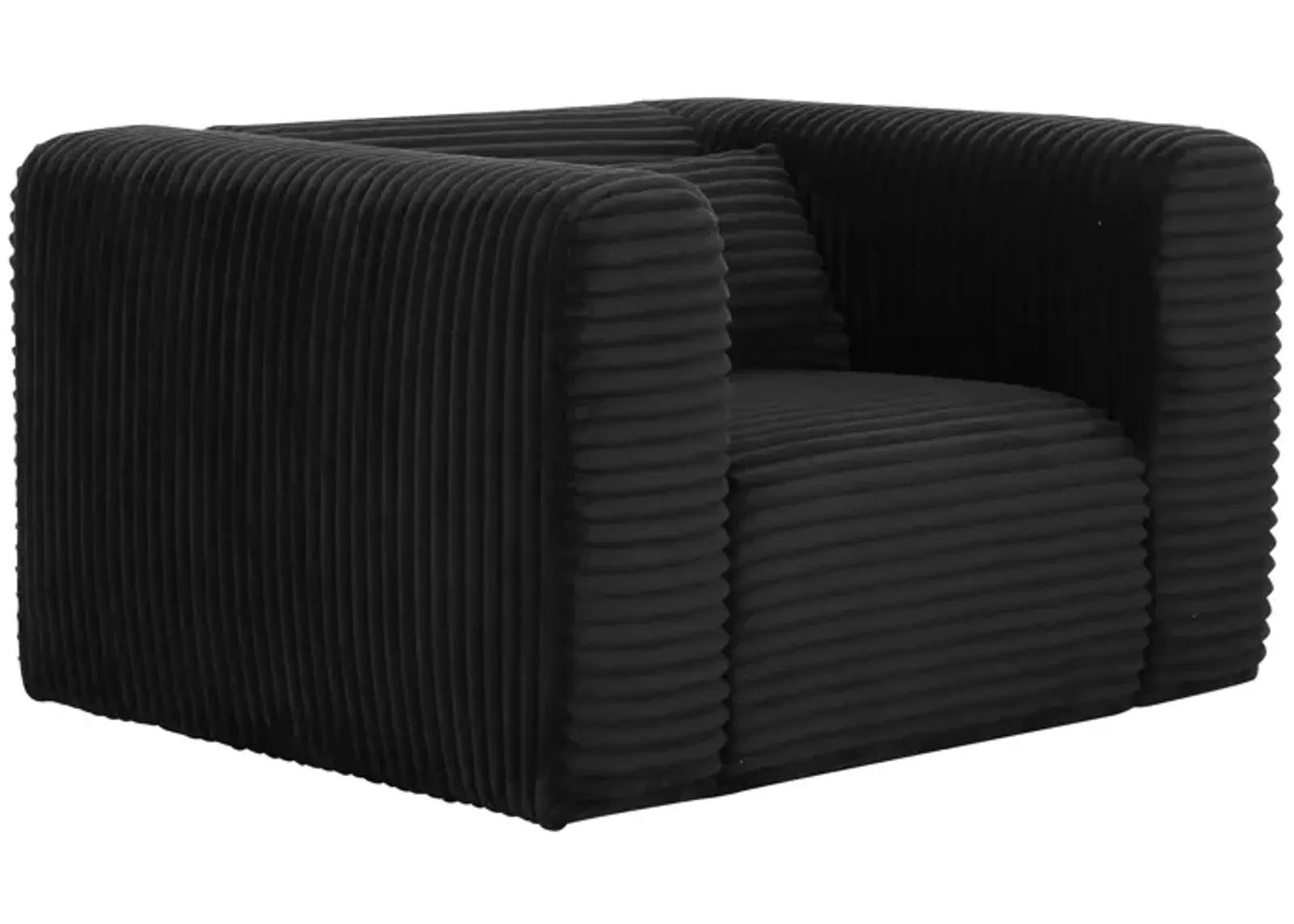 Tarra Fluffy Oversized Black Corduroy Armchair