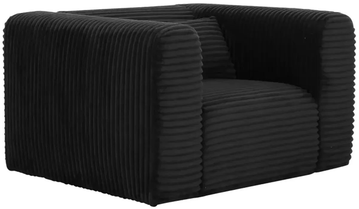 Tarra Fluffy Oversized Black Corduroy Armchair