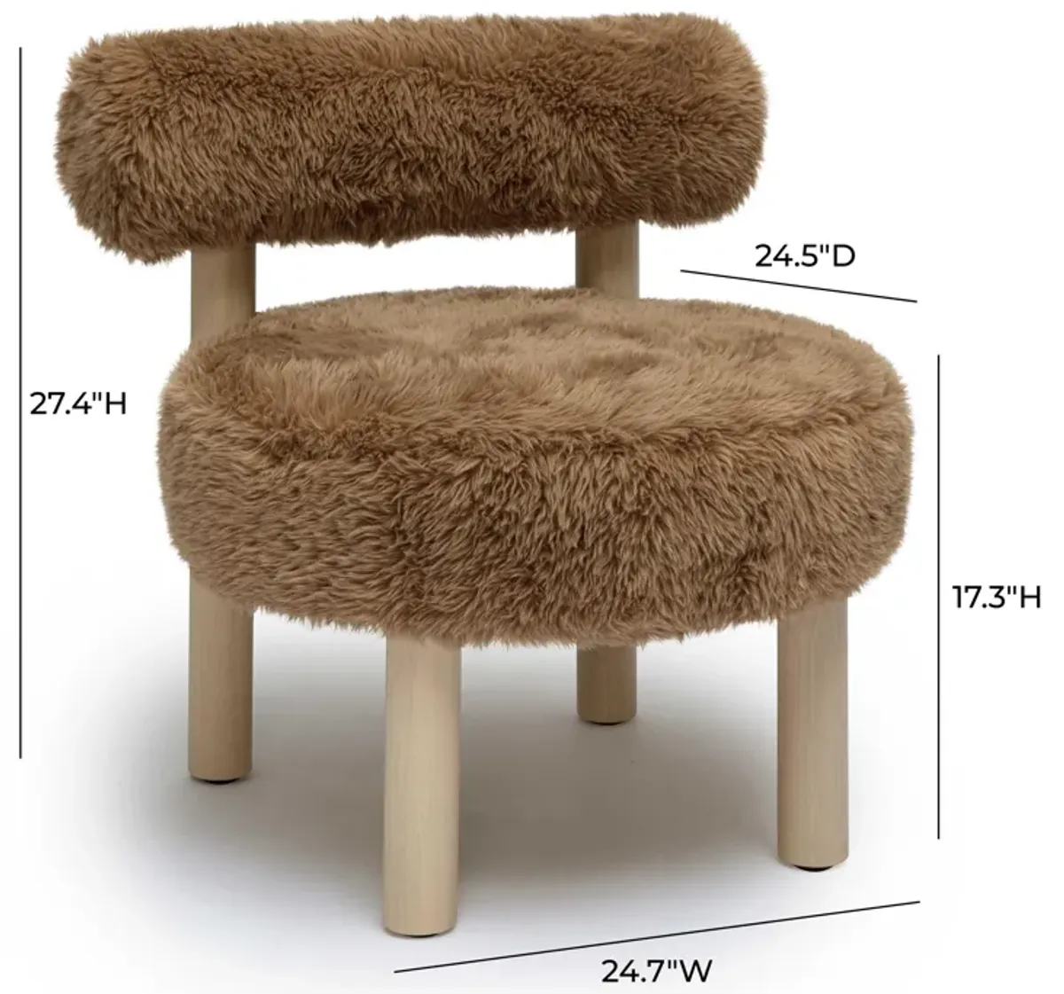 Carmel Dark Taupe Vegan Shearling Accent Chair