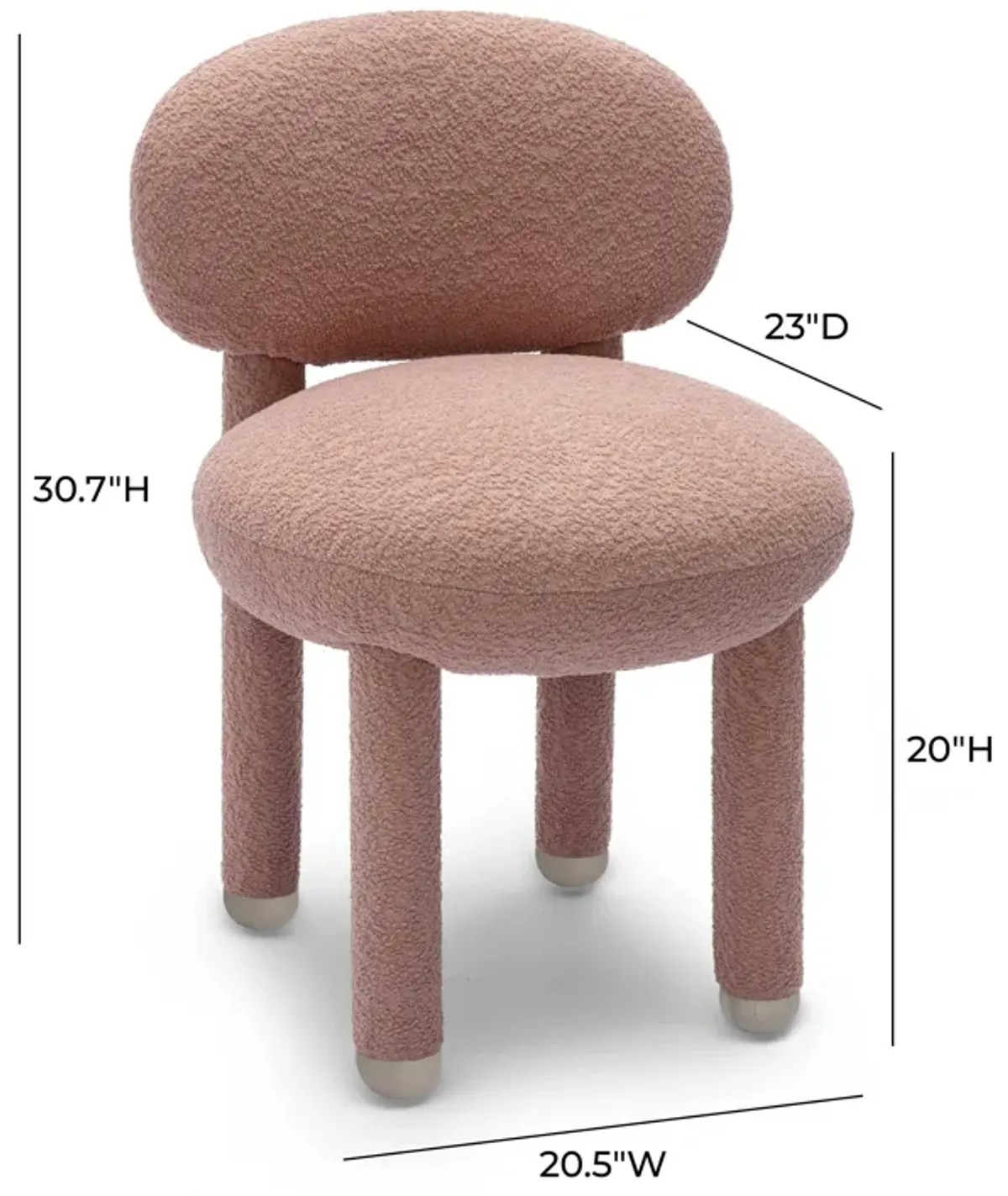 Manu Rose Pink Performance Boucle Side Chair