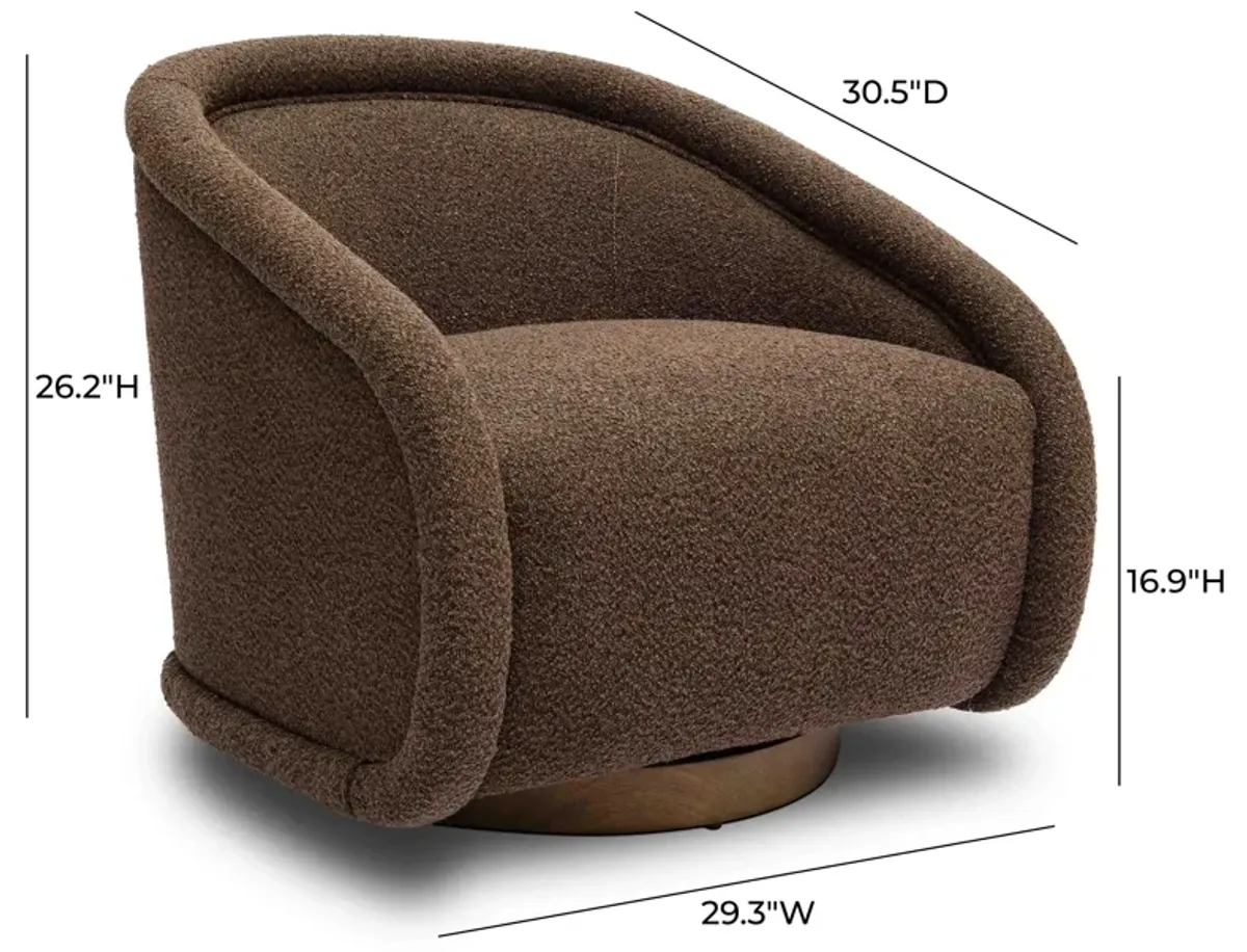 Rory Chocolate Brown Boucle Swivel Chair