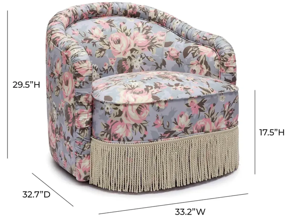 Pamela Spring Floral Print Tasseled Lounge Chair